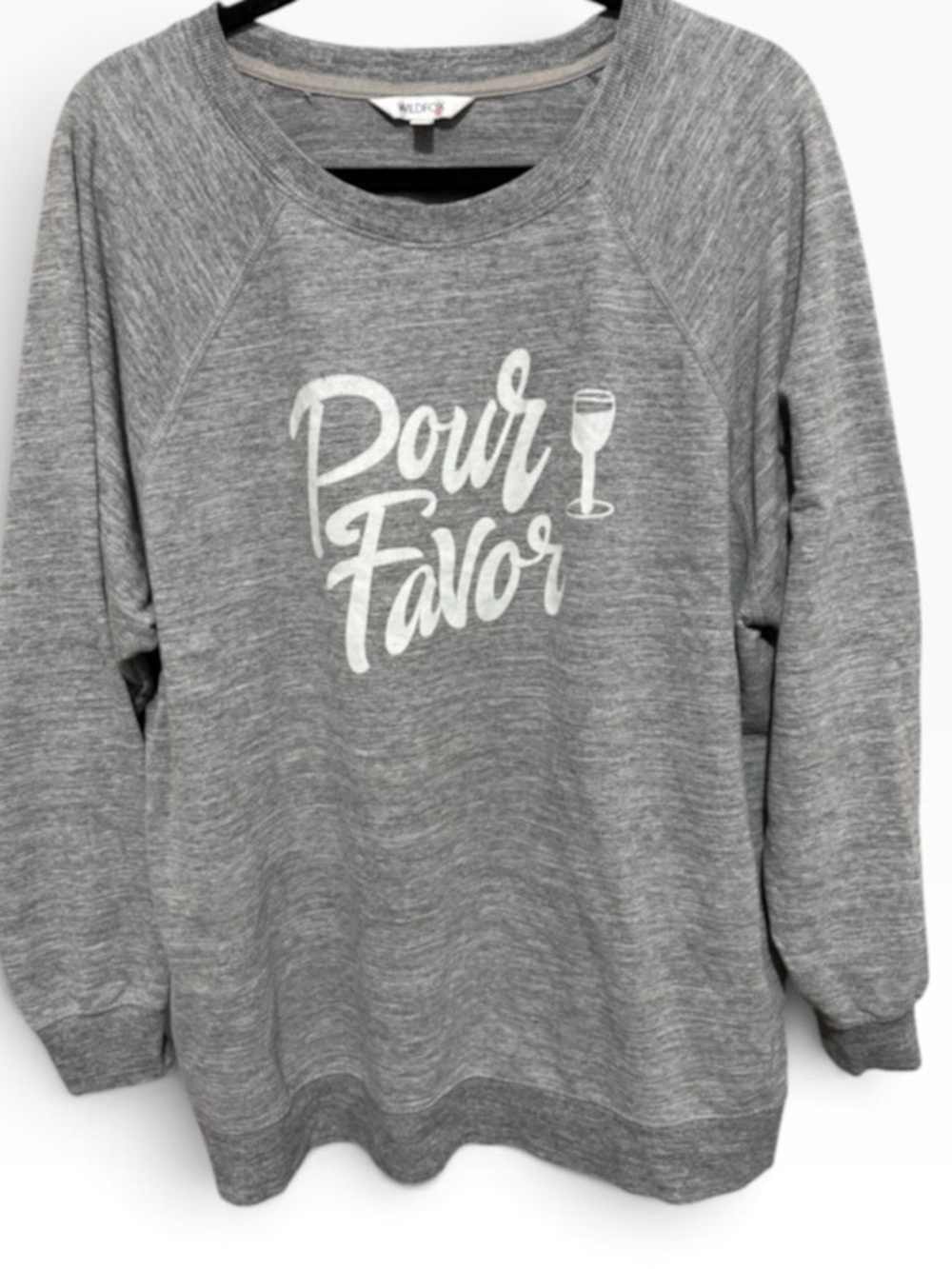 Wildfox Couture "Pour Favor" Graphic Sweatshirt Heather Gray Wine Pullover Sz L